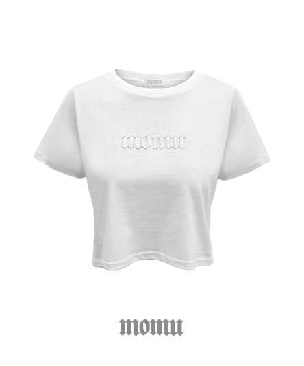 [MOMU MADE🖤]  핏보장 momu 레터링 크롭 반팔 티셔츠